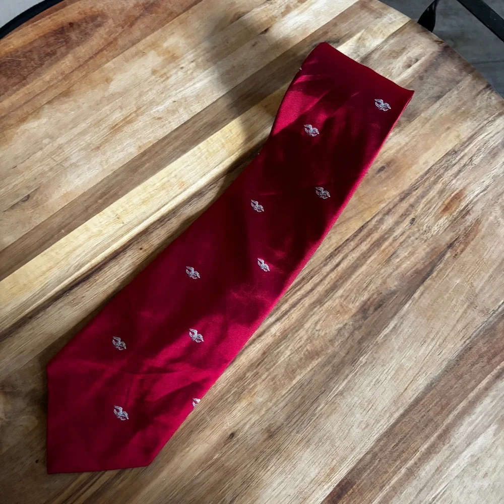 The President Classic Men's Formal Necktie Red Patterned Silk Blend XL W3.5